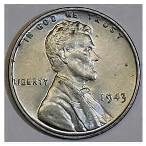 1943 1¢ LINCOLN WHEAT CENT COIN, STEEL-COATED ZINC PENNY, WWII-ERA!